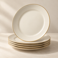 Ivory Gold-Rim Dinner Plates – Set of 5