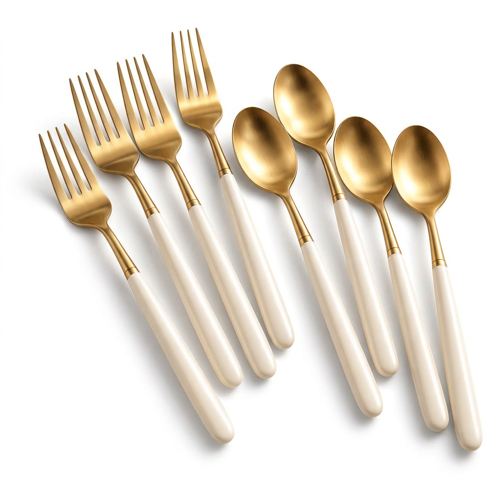 Gold & Ivory Dessert Flatware – 8-Piece Set