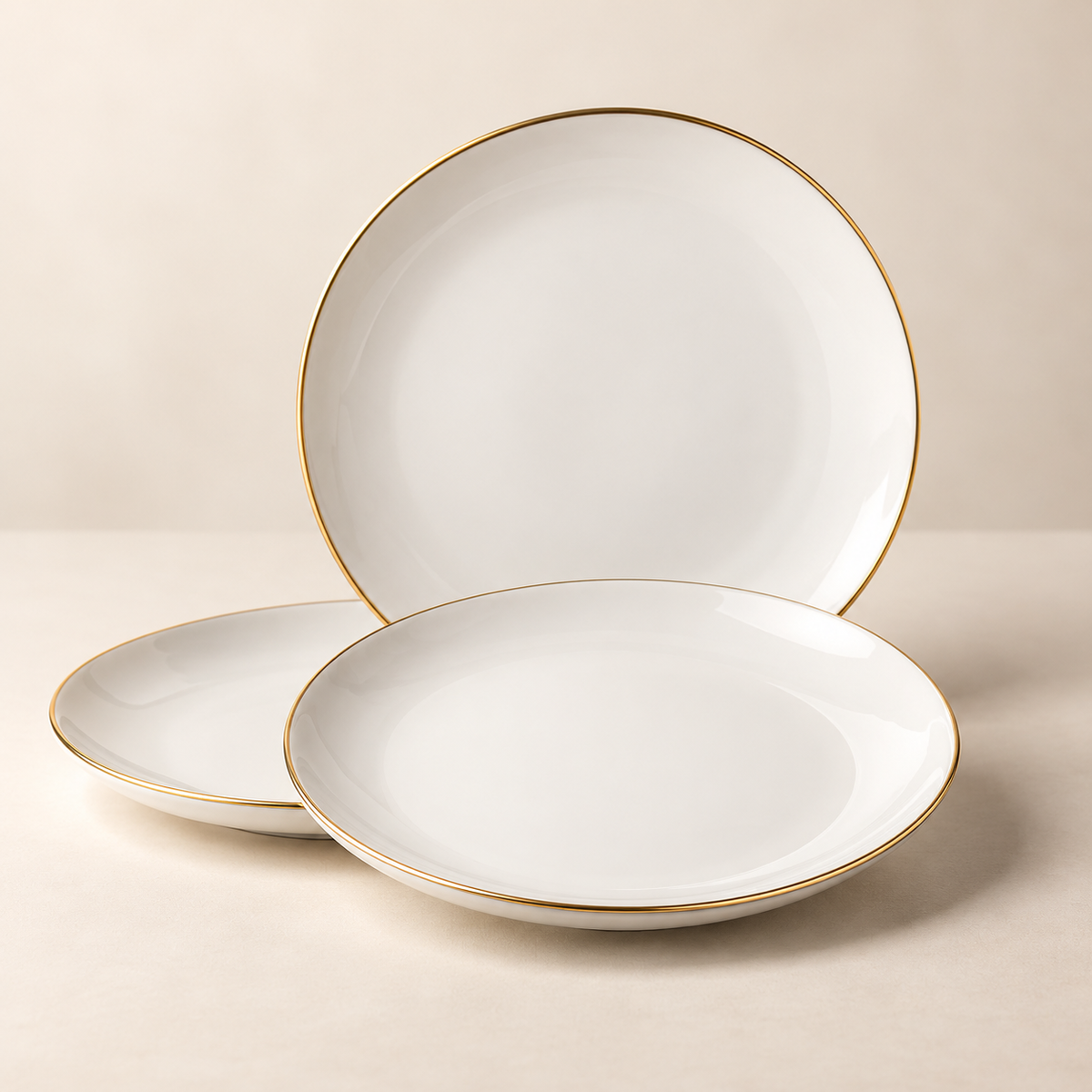 White Gold-Rim Salad Plates – Set of 3