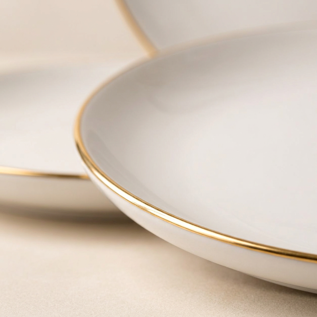 White Gold-Rim Salad Plates – Set of 3