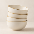 Ivory Gold-Rim Cereal Bowls – Set of 4