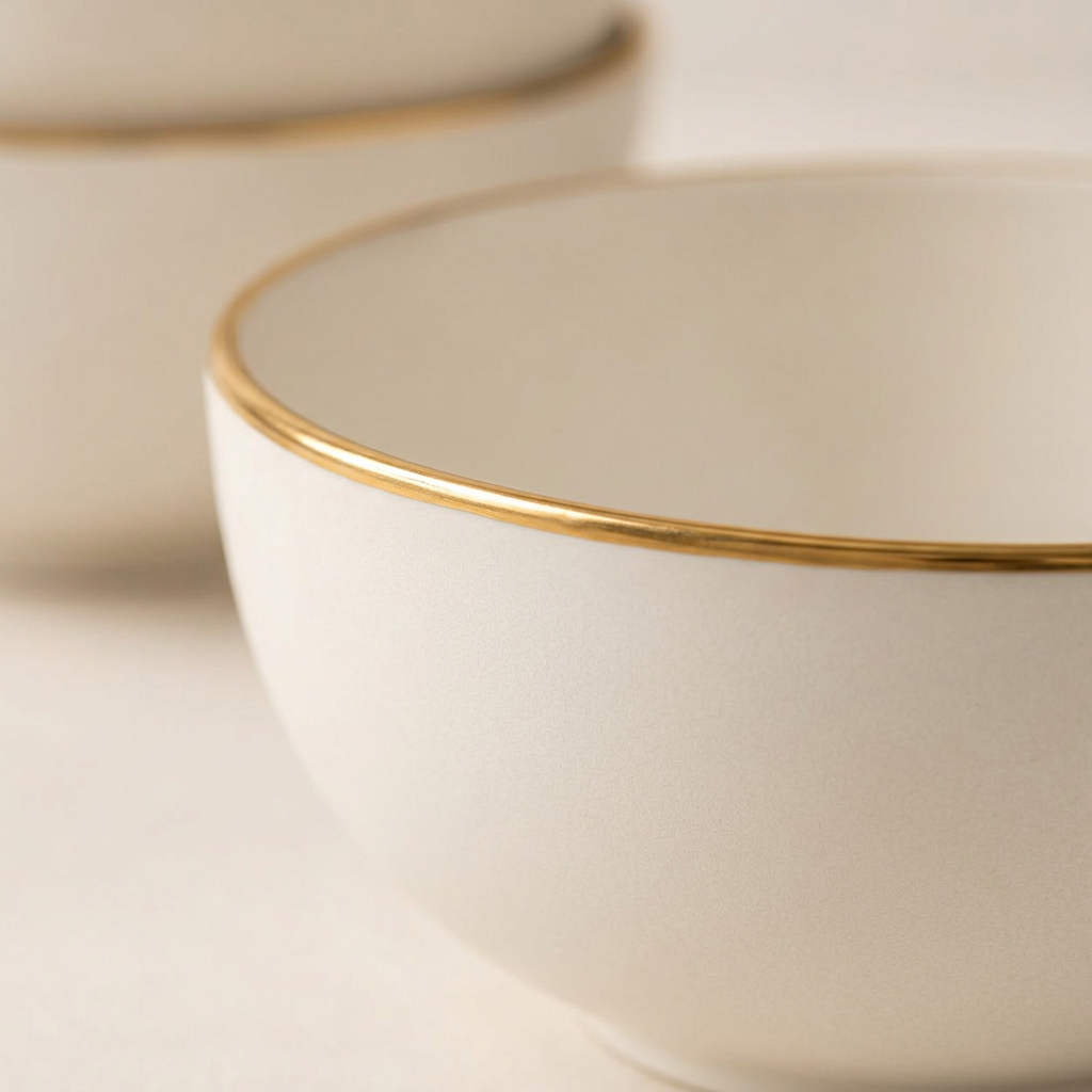 Ivory Gold-Rim Cereal Bowls – Set of 4