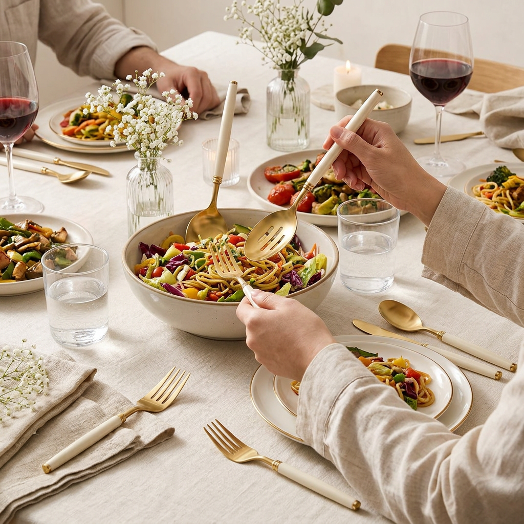 Gold & Ivory Serving Utensils – 4-Piece Set