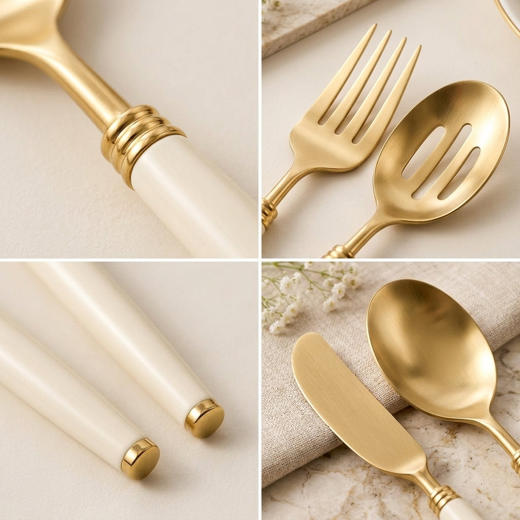 Gold & Ivory Serving Utensils – 4-Piece Set