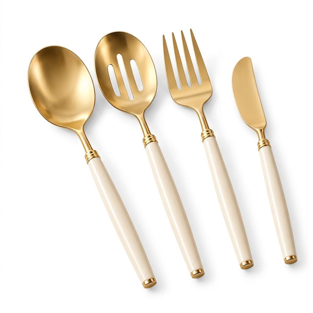 Gold & Ivory Serving Utensils – 4-Piece Set